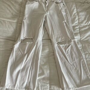 Arizona Jean Company Women's Flare Distressed Jeans - White